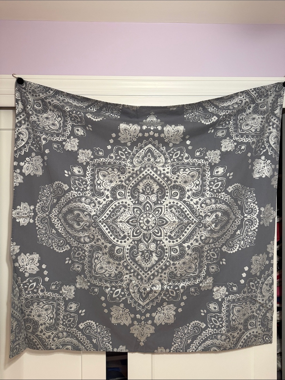 Gray Mandala Tapestry Wall Hanging - Elegant Boho Accent